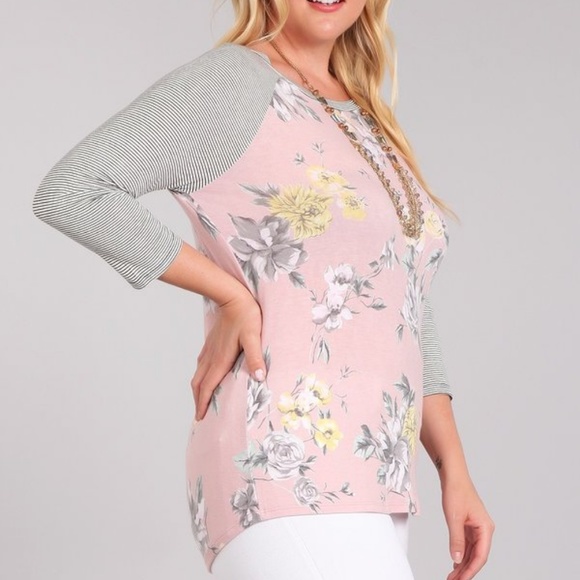 Floral printed knit raglan top - Picture 2 of 3